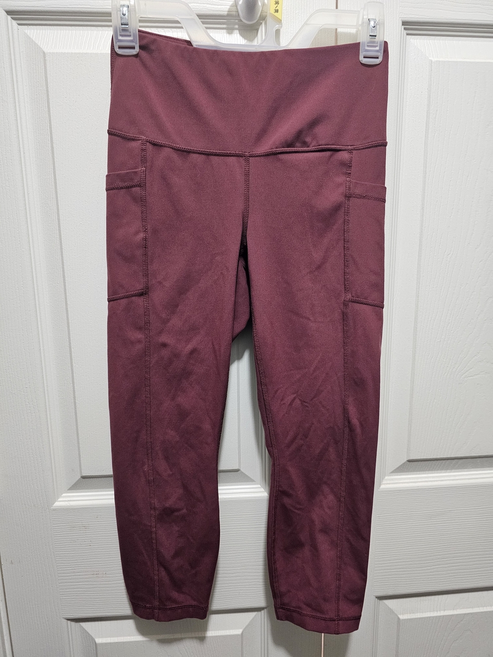Ypgalicious Lux High-Rise Capri Leggings with Side Pockets - Burgundy Size Smal